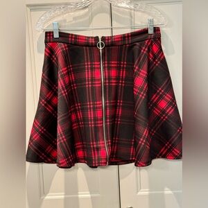 Hot topic black and red plaid skater skirt